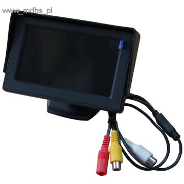 Monitor samochodowy do kamer cofania, LCD 4,3", 2 wejścia VIDEO, BW004334
