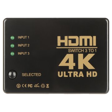 PRZEŁĄCZNIK SYGNAŁU HDMI 4K Z PILOTEM HDMI-SW-3/1-IR-4K